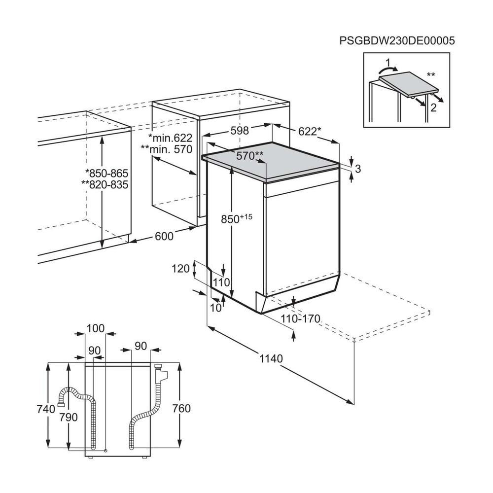 LAVASTOVIGLIE Libera installazione (FS) ELECTROLUX ESA47200SW, Programmi 8, Dimensioni: L 59,6 cm, A 84,5 cm, P 63 cm, Rumorosit&agrave; 46 dB(A), Consumo di acqua 9,9 l, BIANCO, Classe E - PRMG GRADING ROBN - 10%, image number 10