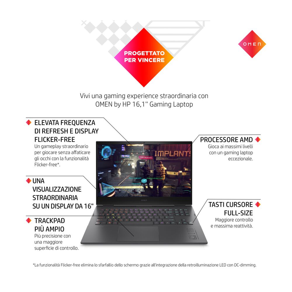 OMEN 16-C0020NL, 16,1 pollici, processore AMD Ryzen™ 7, AMD Radeon RX 6600M, 16 GB, SSD 512 GB, Dark Ash Silver, image number 2