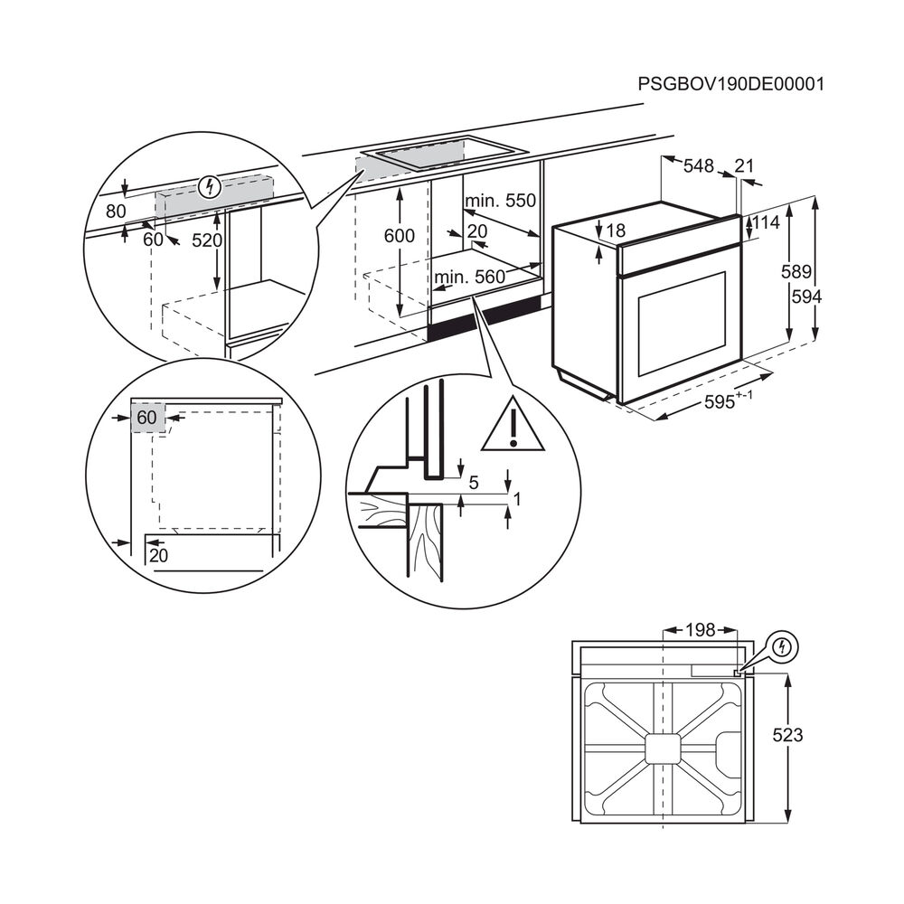 ELECTROLUX EOD6P67WH FORNO INCASSO Capacit&agrave; 72 l, dimensoni: L 59,6 cm-A 59,4 cm-P 56,9 cm, Nero, classe A+ - PRMG GRADING ROAN - 4.99%, image number 5
