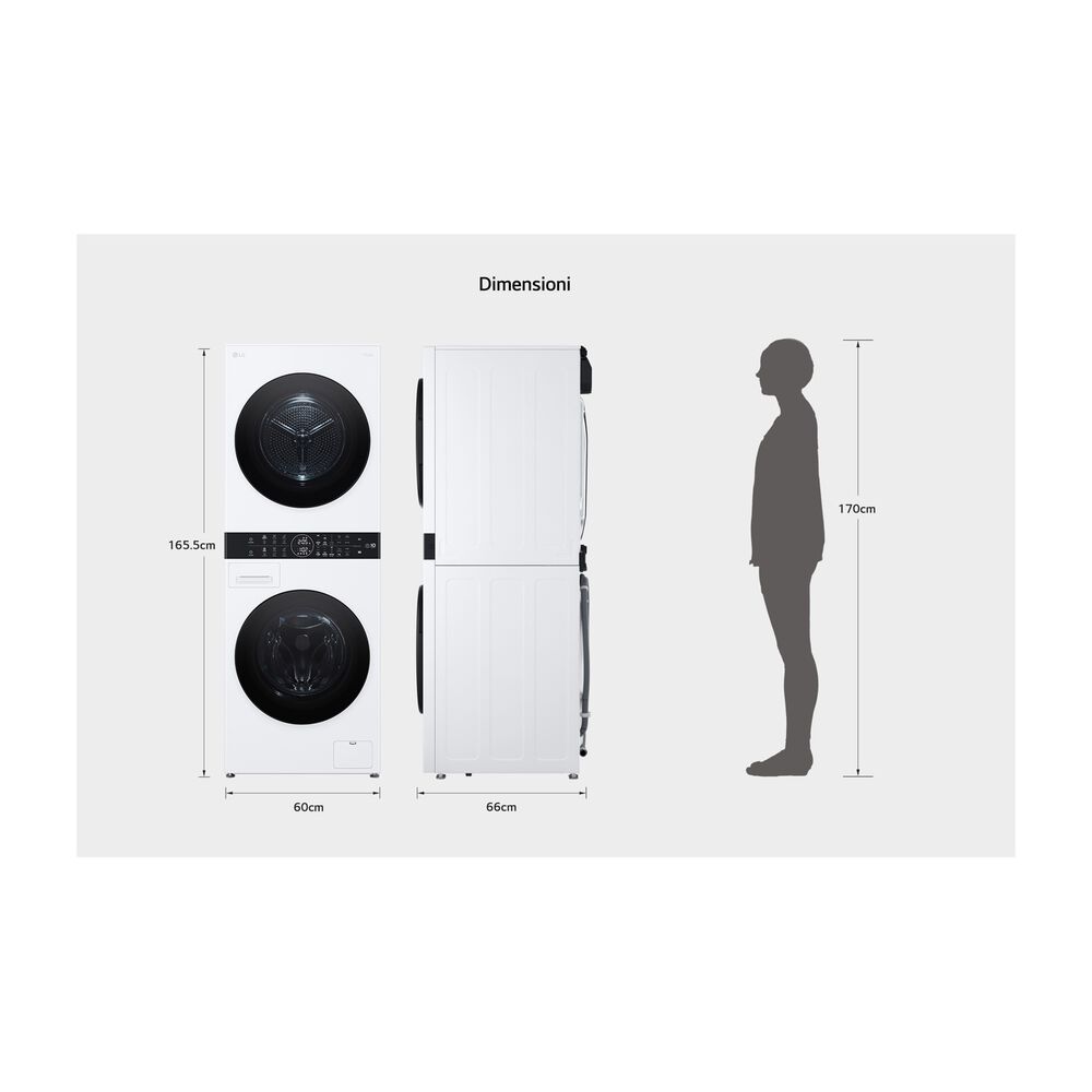 WashTower WT1210WWF LAVASCIUGA, Caricamento frontale, capacit&agrave; lavaggio 12 kg, capacit&agrave; asciugatura 10 kg, 10 programmi, Profondit&agrave; 66 cm, Giri 1400 rpm, White, Classe A - PRMG GRADING ROBN - 9.99%, image number 12
