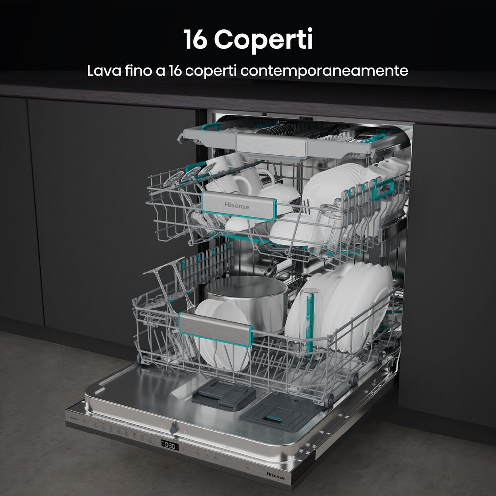 LAVASTOVIGLIE INCASSO Incasso built-in (BI) HISENSE HV693A65AD, Programmi 7, Dimensioni: L 59,5 cm, A 81,6 cm, P 55,5 cm, Rumorosit&agrave; 41 dB(A), Consumo di acqua 9,5 l, Bianco, Classe A  - PRMG GRADING ROAN - 5%, image number 7
