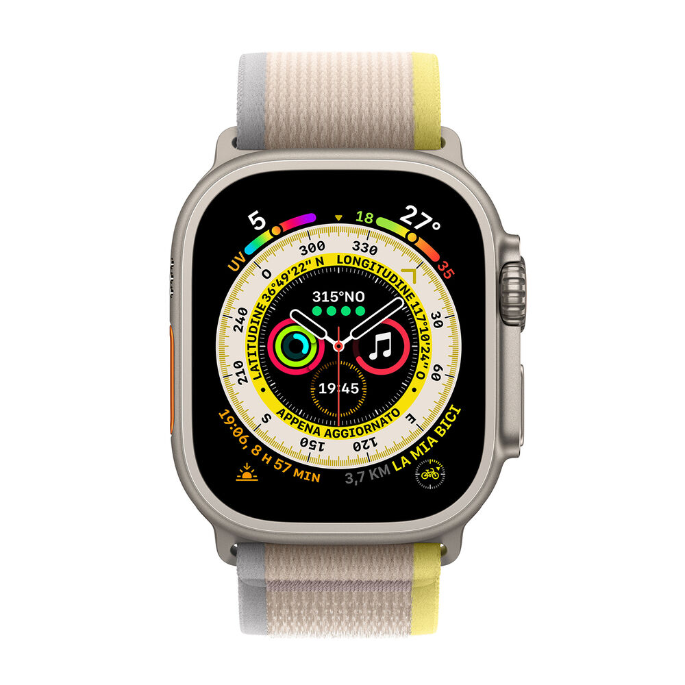 Watch Ultra GPS + Cellular, 49mm Cassa in titanio con Trail Loop giallo/beige - S/M, image number 1