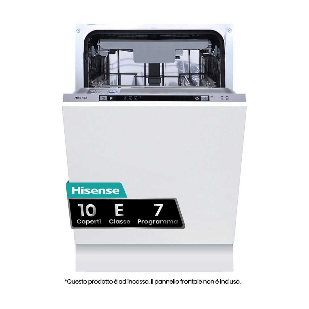 LAVASTOVIGLIE INCASSO Pannello frontale non in dotazione HISENSE HV523E10, Programmi 7, Dimensioni: L 55 cm, A 81,5 cm, P 44,8 cm, Rumorosit&agrave; 47 dB(A), Consumo di acqua 9 l, Bianco, Classe E - PRMG GRADING ROBN - 10%, image number 0