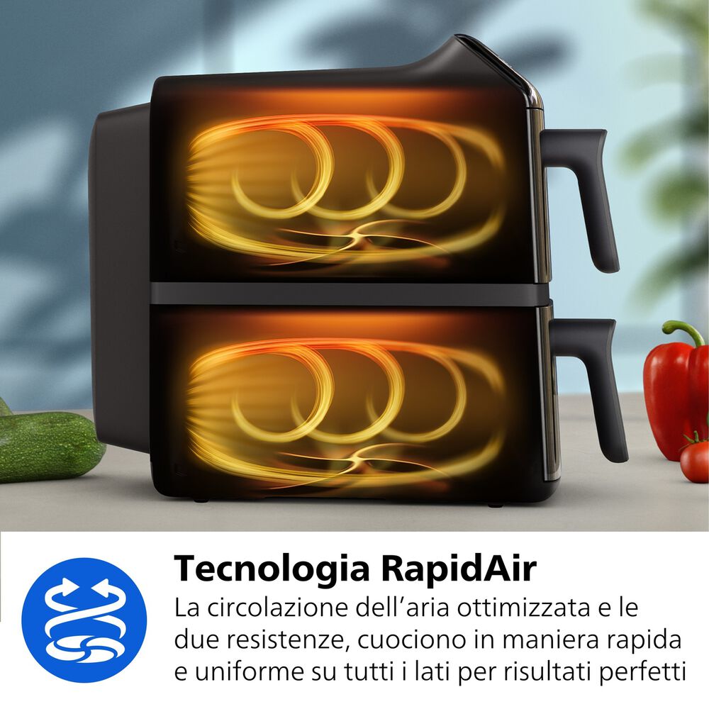 PHILIPS Airfryer Verticale Serie 4000 da 10L NA462/80 FRIGGITRICE AD ARIA, capacit&agrave; 10 l, Max potenza 2750 W, 6 programmi, da 40 &deg;C a 200 &deg;C, Bianco - PRMG GRADING ROCN - 15%, image number 13
