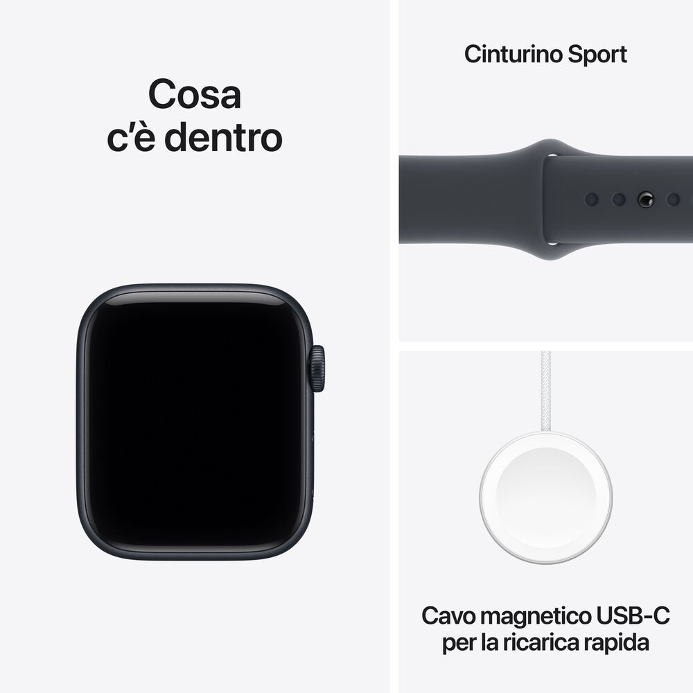 APPLE Watch SE 3 GPS, Cassa 44 mm in alluminio mezzanotte con Cinturino Sport mezzanotte-S/M - PRMG GRADING ROBN - 10%, image number 7