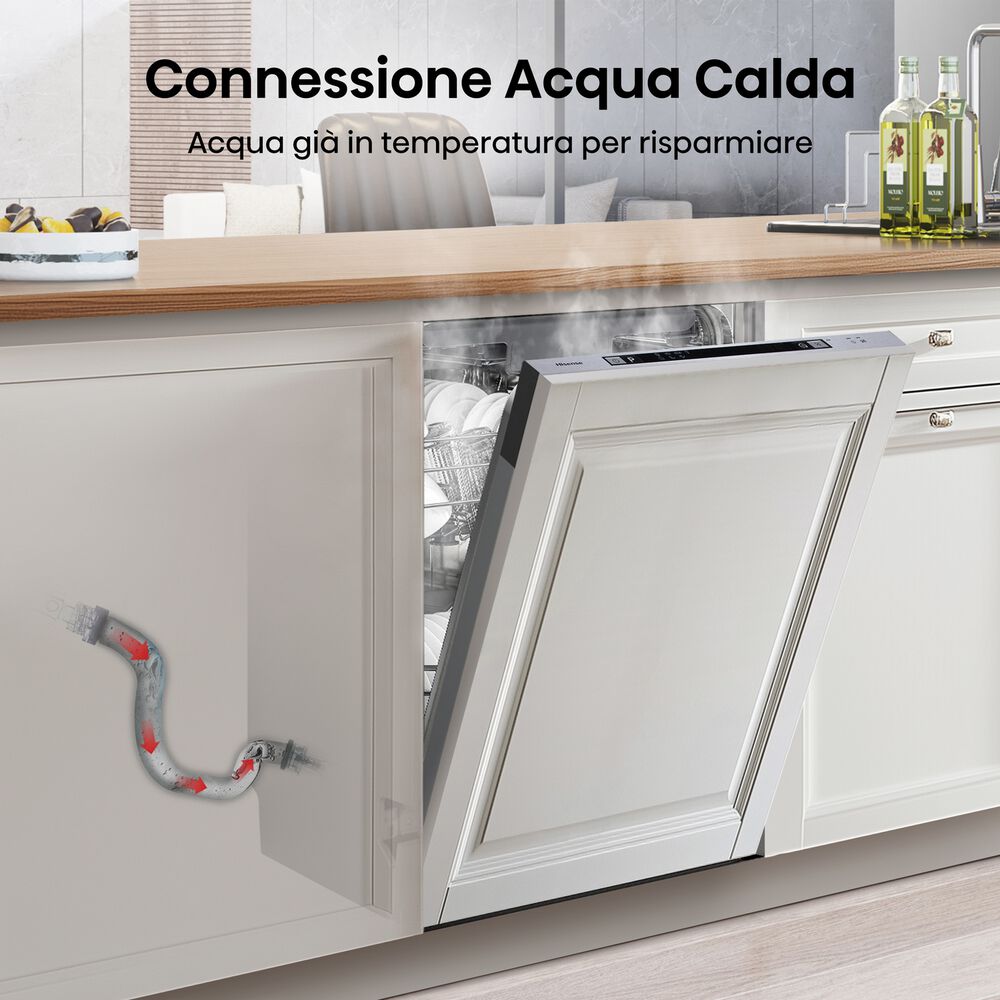 LAVASTOVIGLIE INCASSO Pannello frontale non in dotazione HISENSE HV523E10, Programmi 7, Dimensioni: L 55 cm, A 81,5 cm, P 44,8 cm, Rumorosit&agrave; 47 dB(A), Consumo di acqua 9 l, Bianco, Classe E - PRMG GRADING ROBN - 10%, image number 12