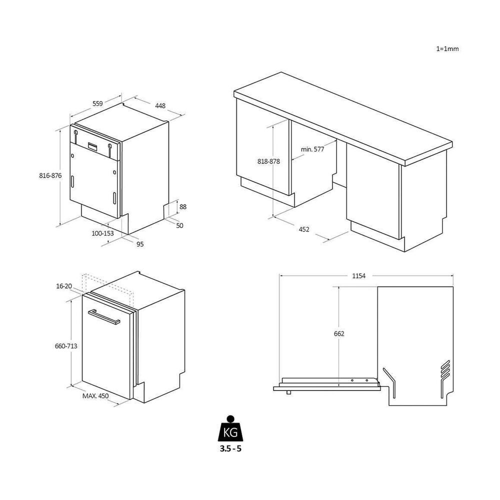 LAVASTOVIGLIE INCASSO Pannello frontale non in dotazione CANDY CDIH 2T1047, Programmi 8, Dimensioni: L 44,8 cm, A 82 cm, P 57 cm, Rumorosit&agrave; 47 dB(A), Consumo di acqua 9 l, Classe E - PRMG GRADING ROCN - 14.99%, image number 7