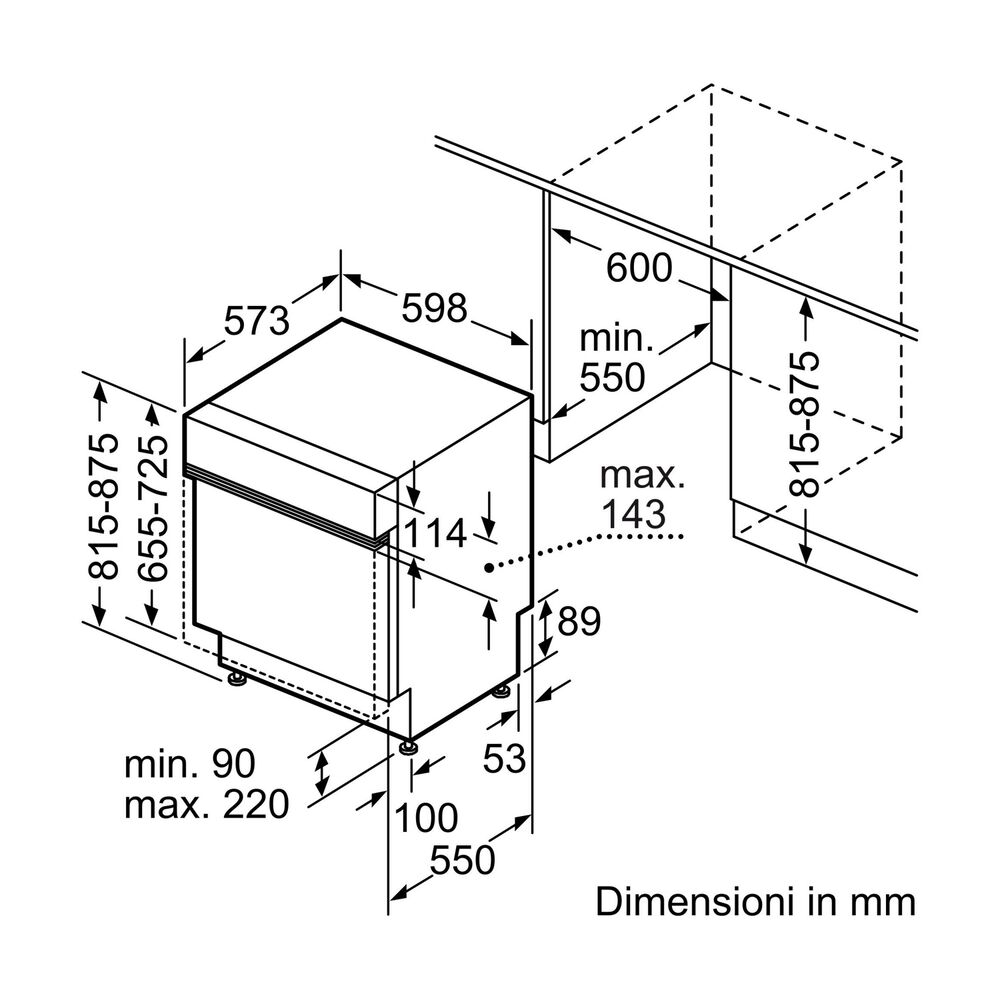 LAVASTOVIGLIE INCASSO Incasso built-in (BI) BOSCH SMI4HCB07E, Programmi 6, Dimensioni: L 59,8 cm, A 81,5 cm, P 57,3 cm, Rumorosit&agrave; 42 dB(A), Consumo di acqua 9 l, Nero, Classe C - PRMG GRADING ROCN - 15%, image number 4