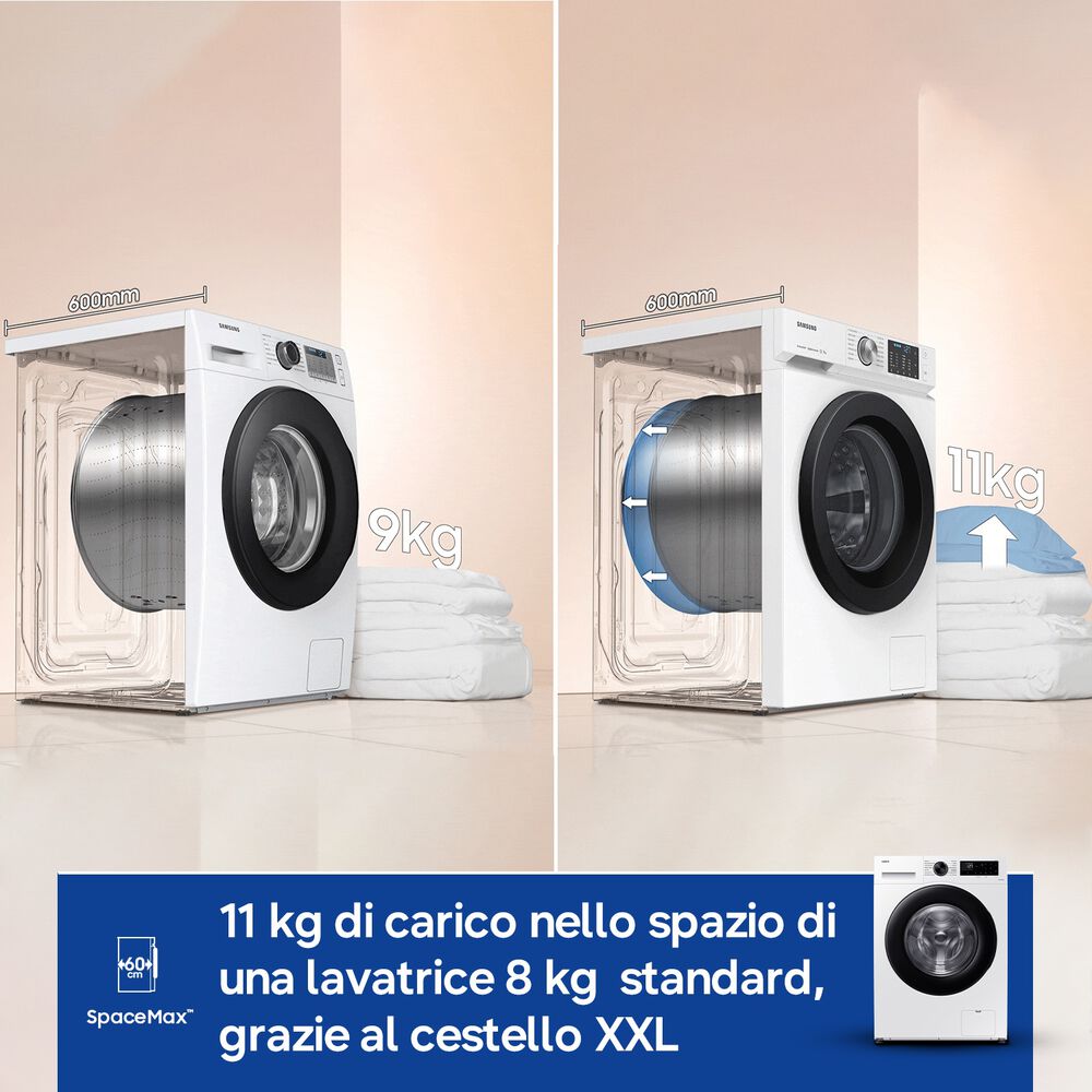 WW11DG5B25AEET LAVATRICE, Caricamento frontale, 11 kg, 14 programmi, Profondit&agrave; 60 cm, Giri 1400 rpm, Bianco, livello rumorosit&agrave; centrifuga 72 dB(A), Classe A, image number 6