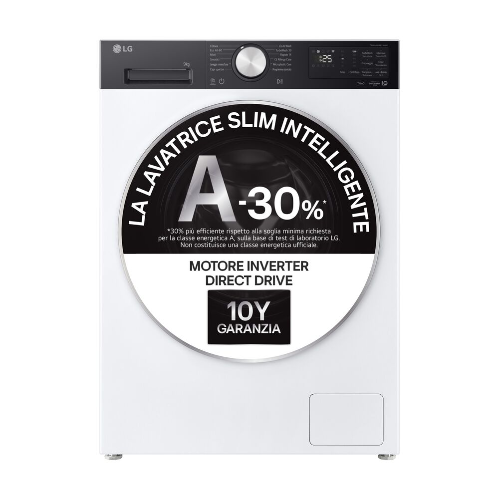 F2NX50S9TKC LAVATRICE, Caricamento frontale, 9 kg, 12 programmi, Profondit&agrave; 47,5 cm, Giri 1200 rpm, Bianco + pannello nero, livello rumorosit&agrave; centrifuga 71 dB(A), Classe A - PRMG GRADING ROBN - 10%, image number 1