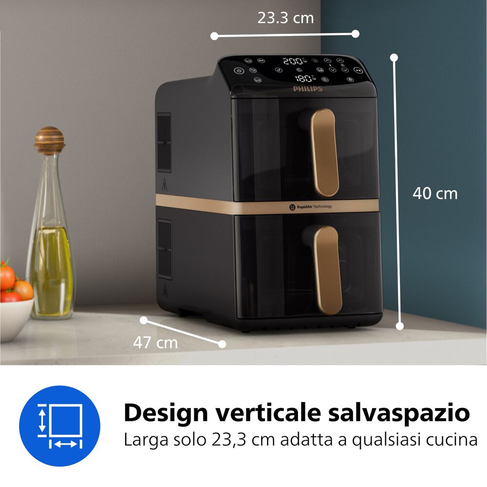 PHILIPS Airfryer Verticale Serie 4000 da 10L NA462/80 FRIGGITRICE AD ARIA, capacit&agrave; 10 l, Max potenza 2750 W, 6 programmi, da 40 &deg;C a 200 &deg;C, Bianco - PRMG GRADING ROCN - 15%, image number 9