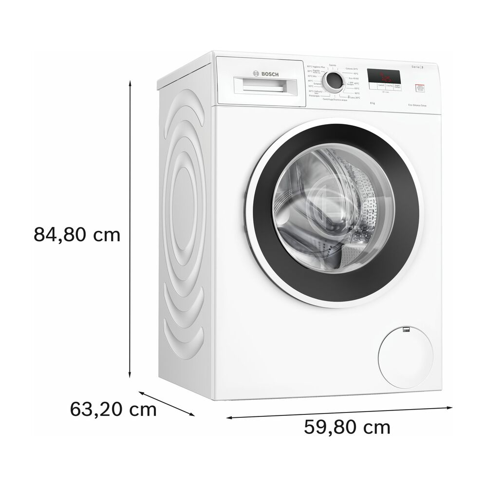 WGE03200IT LAVATRICE, Caricamento frontale, 8 kg, 9 programmi, Profondit&agrave; 58,8 cm, Giri 1200 rpm, Bianco, livello rumorosit&agrave; centrifuga 71 dB(A), Classe A - PRMG GRADING RKBN - 14.99%, image number 1