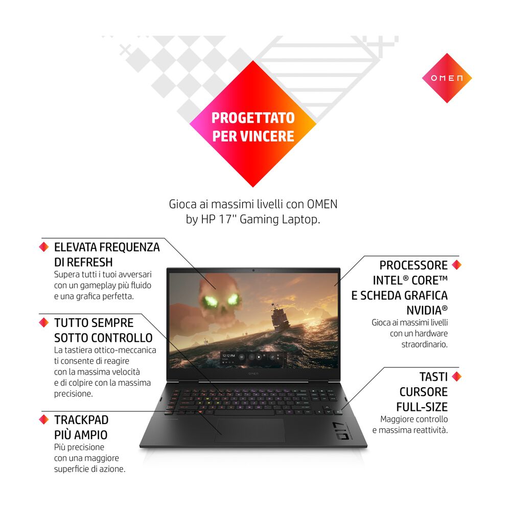 OMEN 17-CK1028NL, 17,3 pollici, processore Intel® Core™ i7, NVIDIA GeForce RTX 3070 Ti, 16 GB, SSD 1000 GB, Black, image number 3