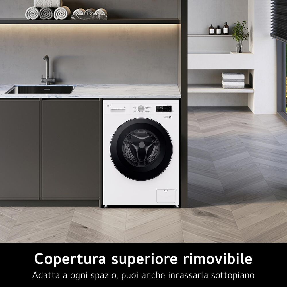 LG F4NX1008NWK Serie X1 LAVATRICE, Caricamento frontale, 8 kg, 10 programmi, Profondit&agrave; 55 cm, Giri 1400 rpm, ivory White, livello rumorosit&agrave; centrifuga 75 dB(A), Classe A  - PRMG GRADING ROAN - 5%, image number 12
