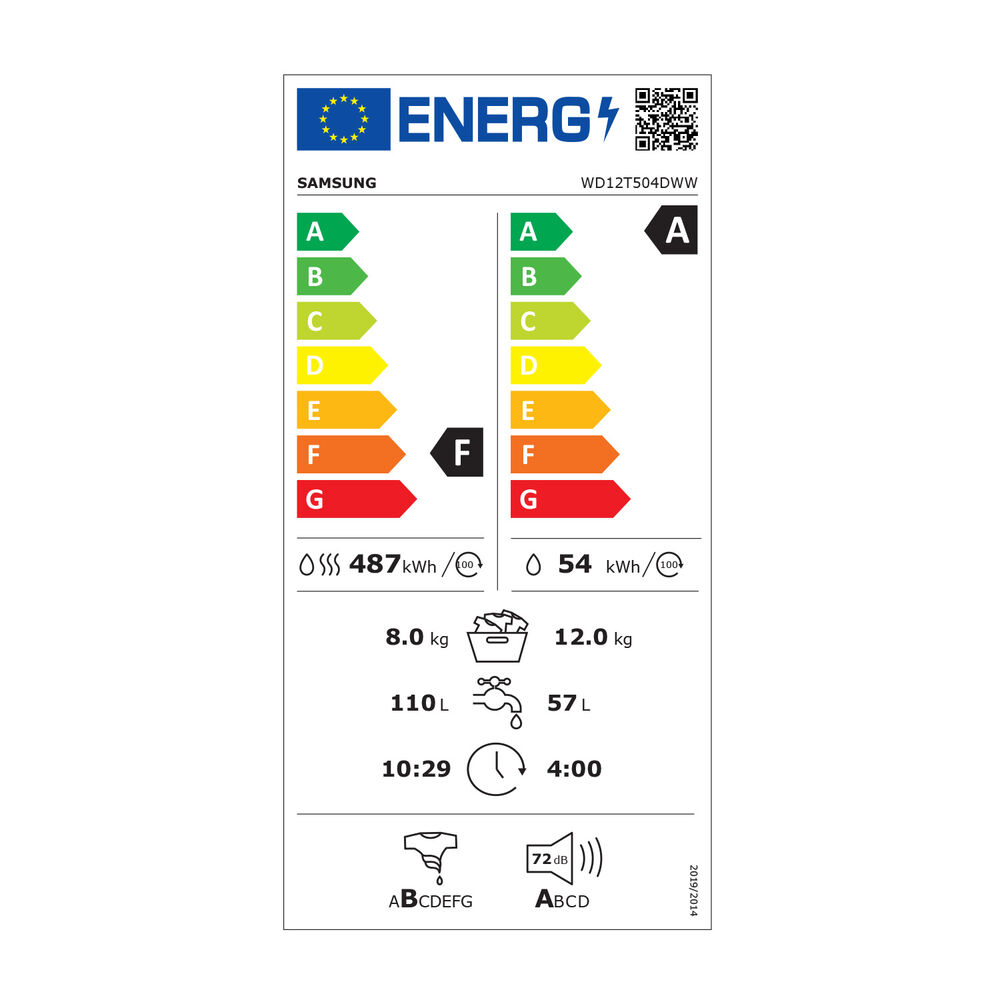 LAVASCIUGA SAMSUNG WD12T504DWW/S3, image number 8