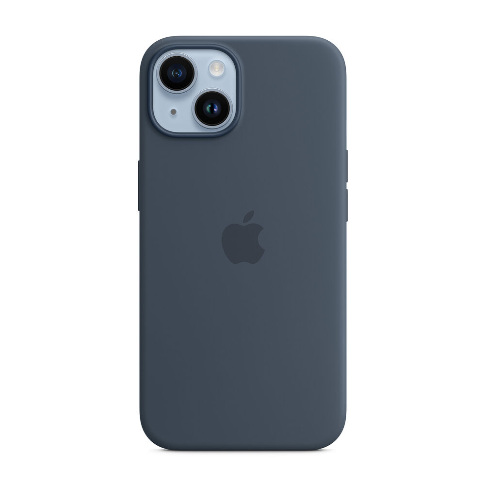 Custodia MagSafe in silicone per iPhone 14 - Blu tempesta, image number 0