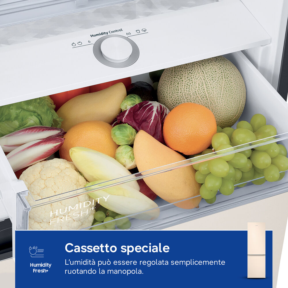 FRIGORIFERO COMBINATO RB38C603DEL/EF	, Capacit&agrave; netta totale 390 l, Rumorosit&agrave;: 35 dB(A), LAN wireless, 4 ripiani, Dimensioni: L 59,5 cm A 203 cm P 65,8 cm, Sabbia, Classe D - PRMG GRADING ROCN - 14.99%, image number 8