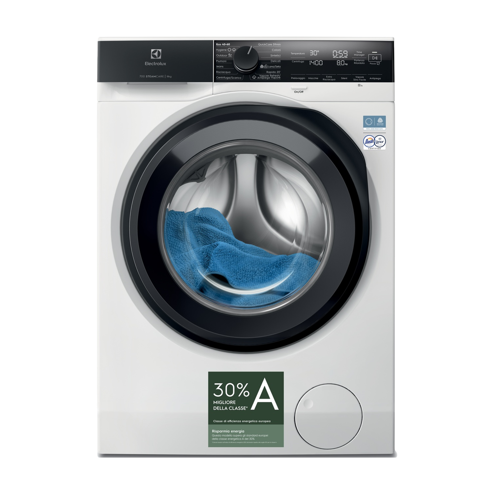 ELECTROLUX EW7F411CH3 LAVATRICE, Caricamento frontale, 11 kg, 14 programmi, Profondit&agrave; 63,6 cm, Giri 1400 rpm, Bianco, livello rumorosit&agrave; centrifuga 72 dB(A), Classe A - PRMG GRADING ROBN - 10%, image number 0