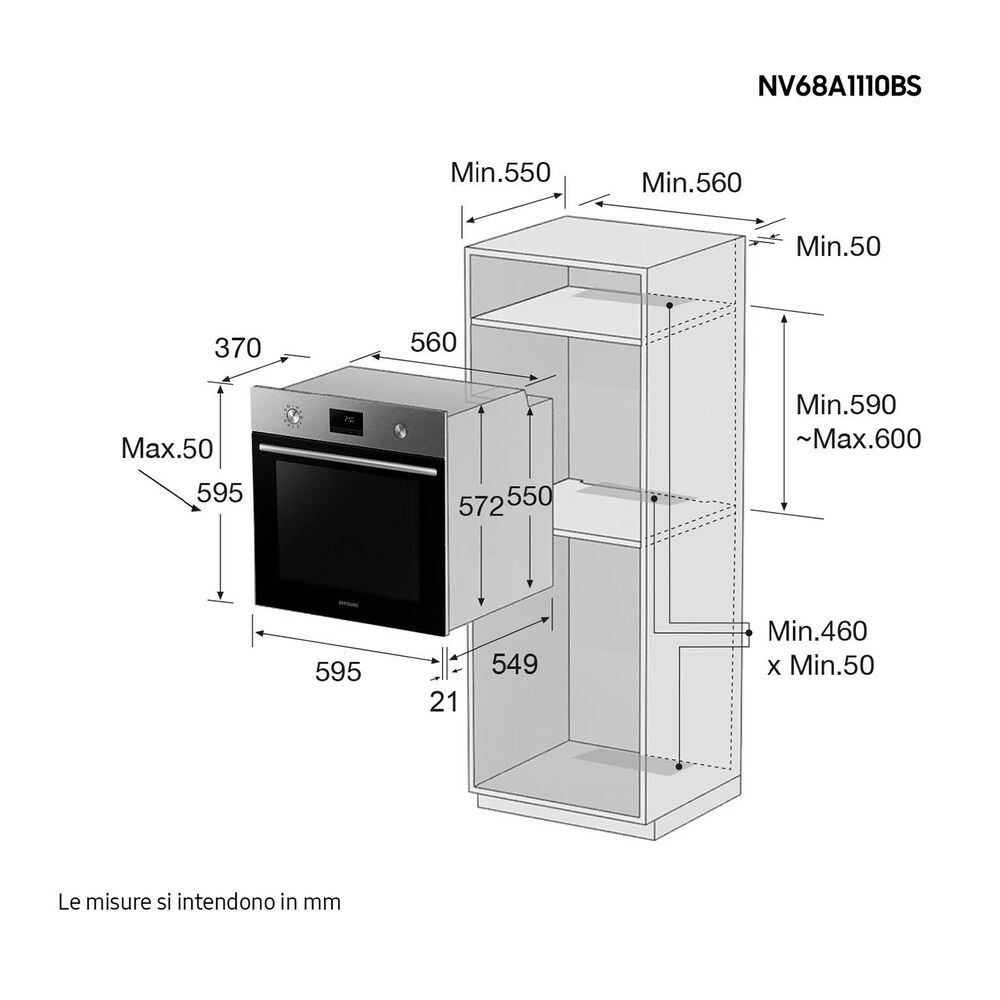 SAMSUNG NV68A1110BS/ET FORNO INCASSO, classe A Ricondizionato ...