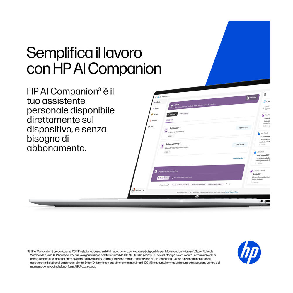 HP OMNIBOOK 5 14-HE0003NL NOTEBOOK, 14 ", processore Qualcomm Snapdragon X X1-26-100, Qualcomm Adreno&trade; Onboard Graphics, RAM 16 GB, 512 GB SSD, Silver, Windows 11 Home - PRMG GRADING OOBN - 10%, image number 4