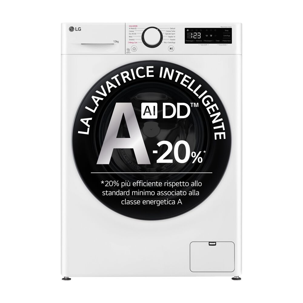 LG AI DD F4R3013NSWB LAVATRICE, Caricamento frontale, 13 kg, 12 programmi, Profondit&agrave; 61,5 cm, Giri 1400 rpm, Bianca, livello rumorosit&agrave; centrifuga 72 dB(A), Classe A - PRMG GRADING ROBN - 10%, image number 0