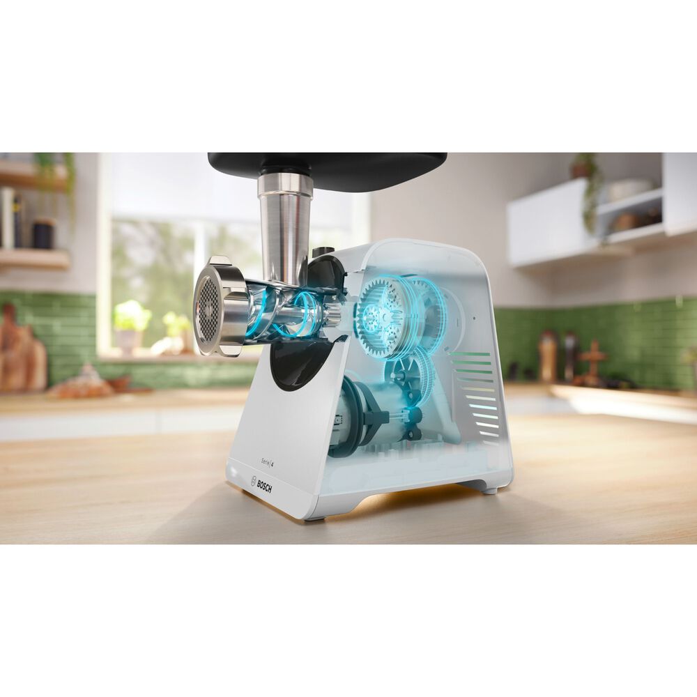Tritacarne BOSCH MFWS420W MultiPower, 1900 W, Esclusiva Manopola di Comando per Velocit&agrave;, Ciotola, Pestello e Puntale per insaccati Inclusi, Bianco - PRMG GRADING OOBN - 10%, image number 11