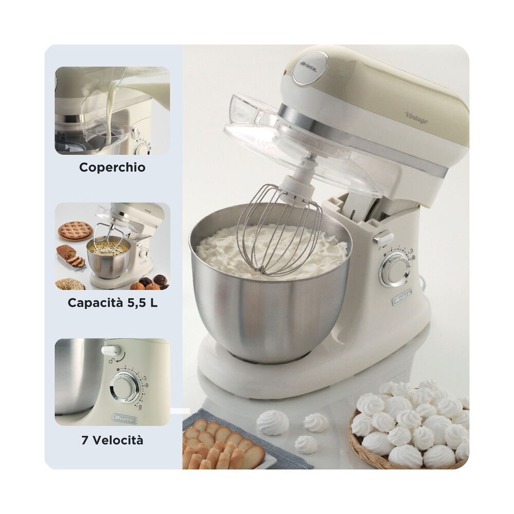 IMPASTATRICE VINTAGE IMPASTATRICE PLANETARIA, 1200 W, capacit&agrave; ciotola 5,5 l, Beige - PRMG GRADING OOBN - 10%, image number 3