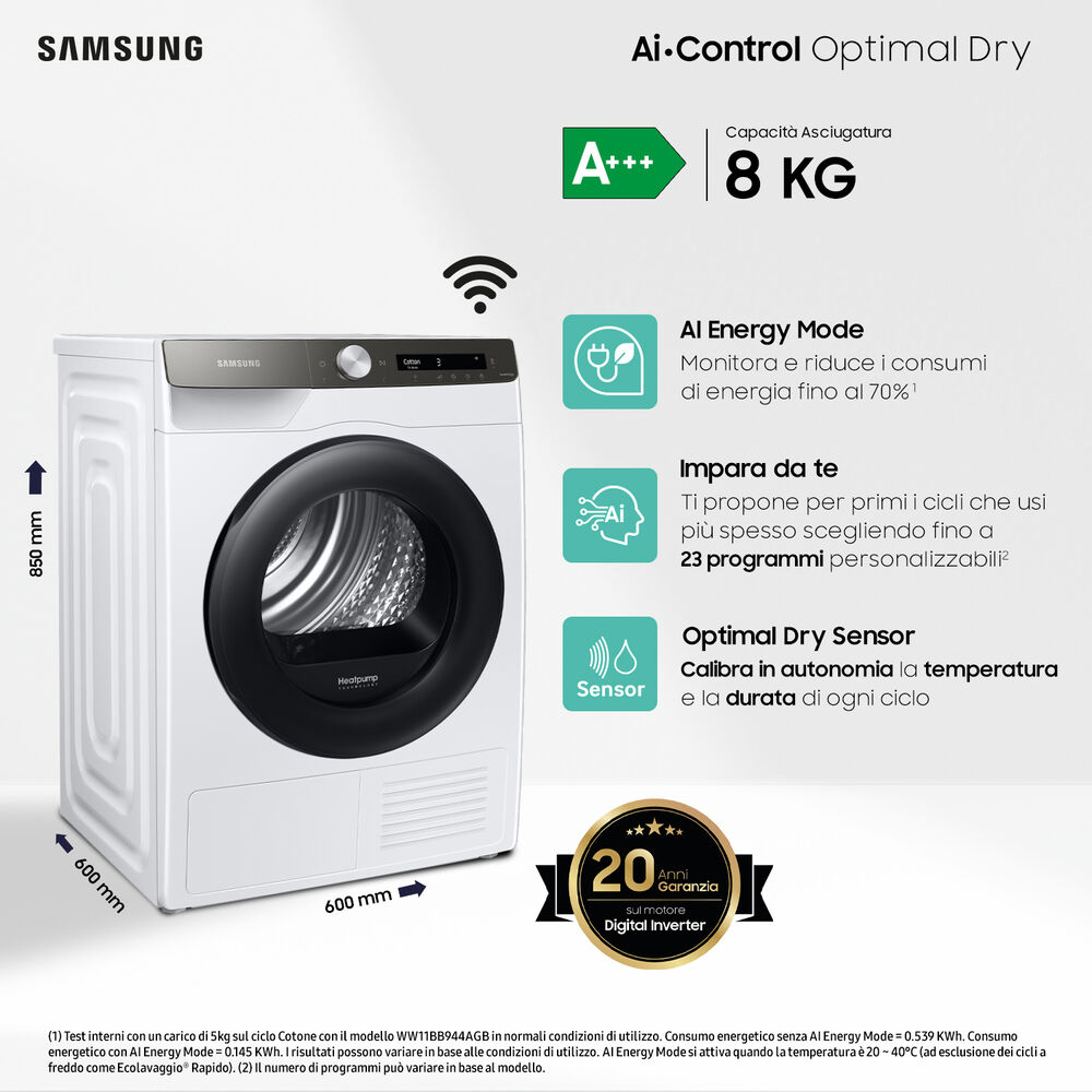 DV80T5220AT/S3 asciugatrice, 8 kg, Classe A+++, image number 6