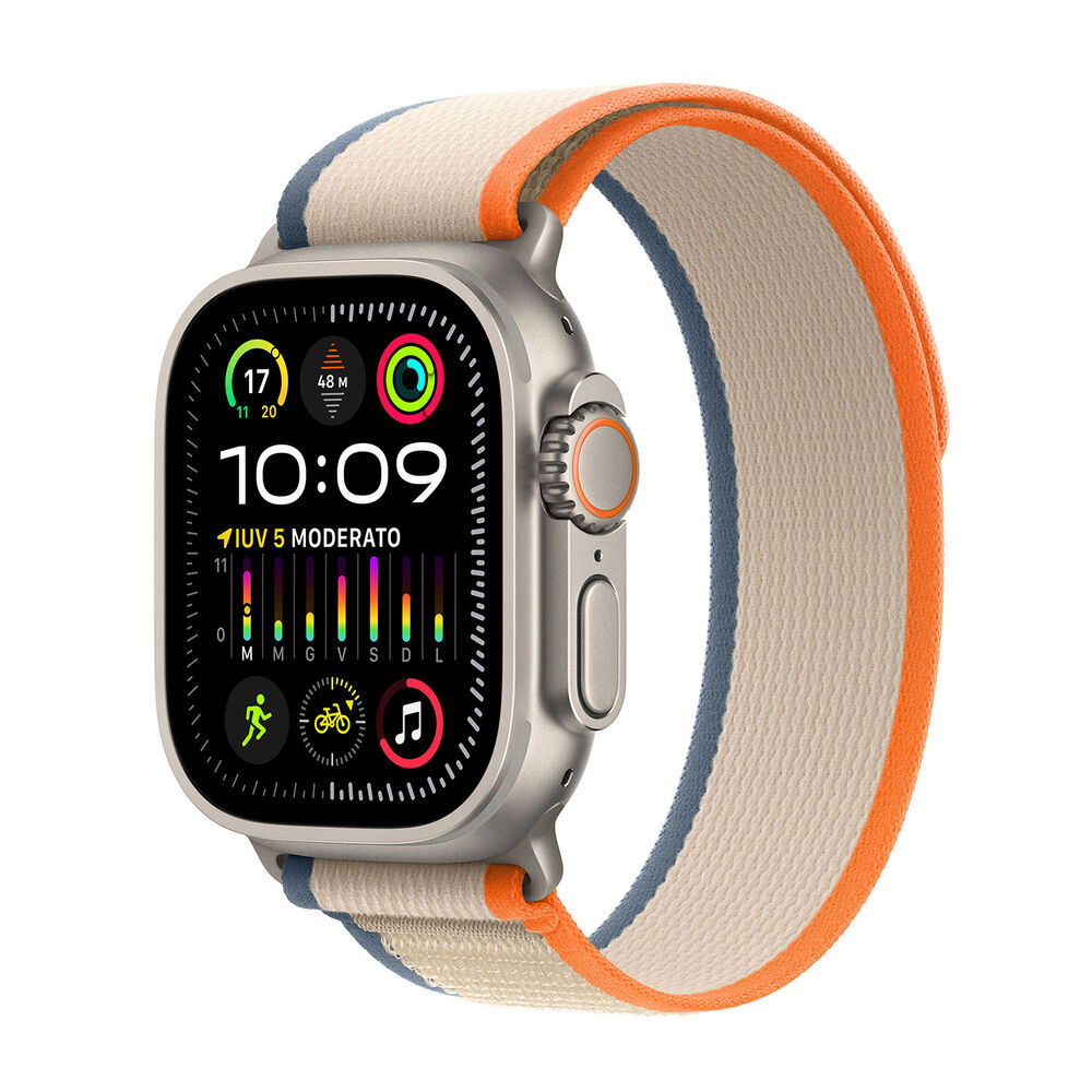 Watch Ultra 2 GPS + Cellular, Cassa 49 mm in titanio con Trail Loop arancione/beige-M/L - PRMG GRADING ROBN - 10%, image number 0