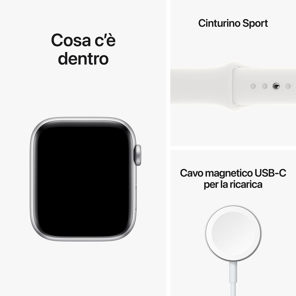 Watch SE GPS 44mm Cassa in alluminio color argento con Cinturino Sport Bianco - Regular (2ª Generazione), image number 5