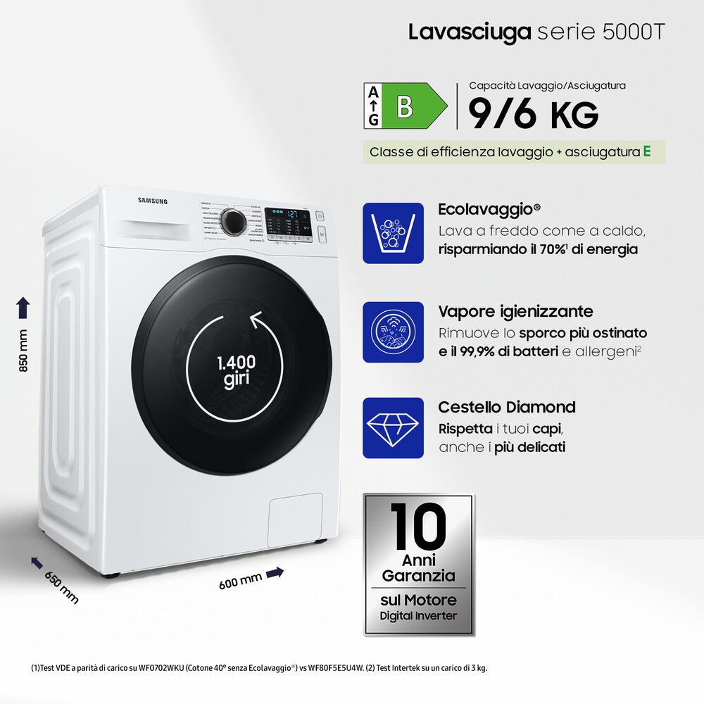 LAVASCIUGA SAMSUNG WD90TA046BE/ET, image number 1