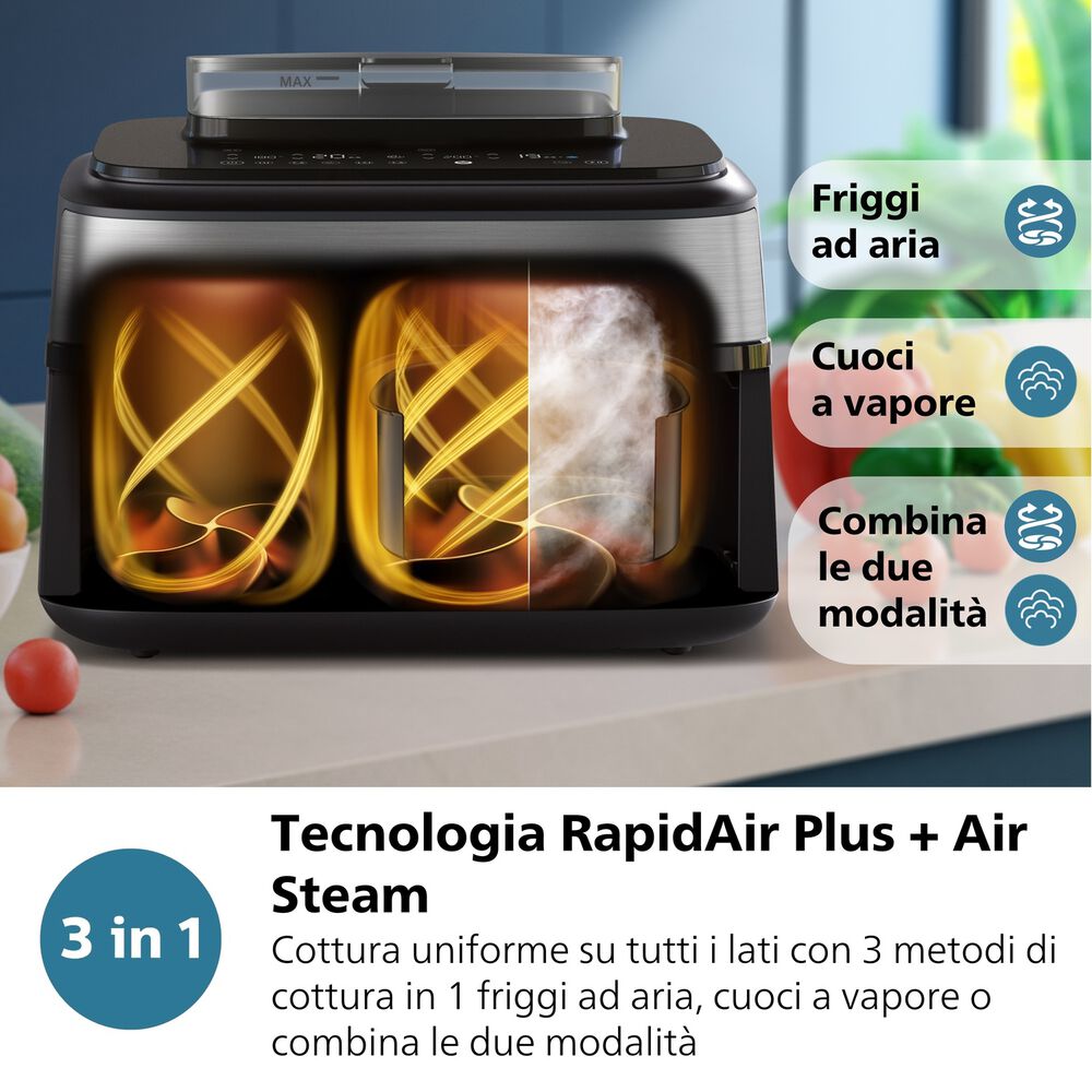 Airfryer Serie 5000 da 9L cottura vapore NA552/00, image number 8