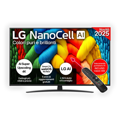 NanoCell AI 55NANO81A6A, Smart TV LED 55'', 4K, Dolby Digital, Full AI - PRMG GRADING OOBN - 10%