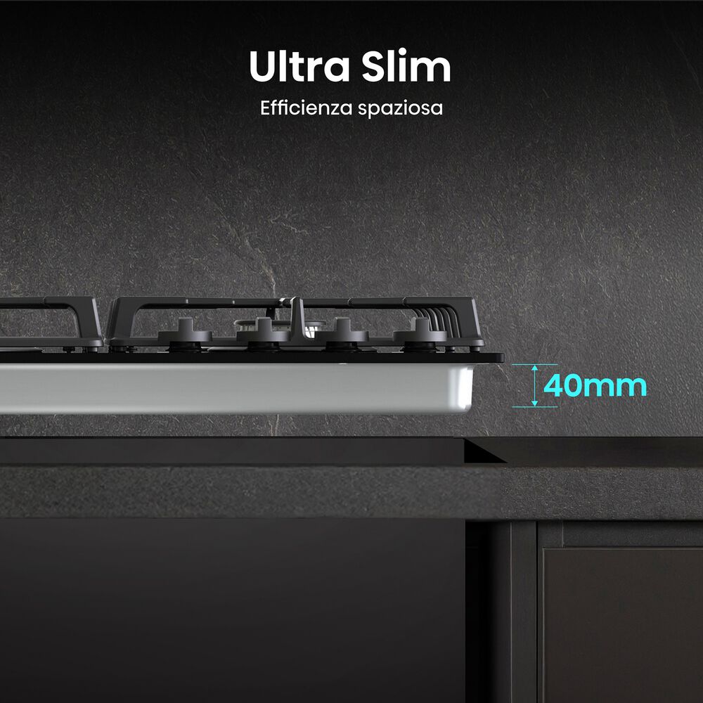 HISENSE GG663BHF PIANO COTTURA GAS, 4 zone di cottura, dimensioni: L 60 cm, P 52 cm, Vetro Nero - PRMG GRADING ROCN - 15%, image number 9