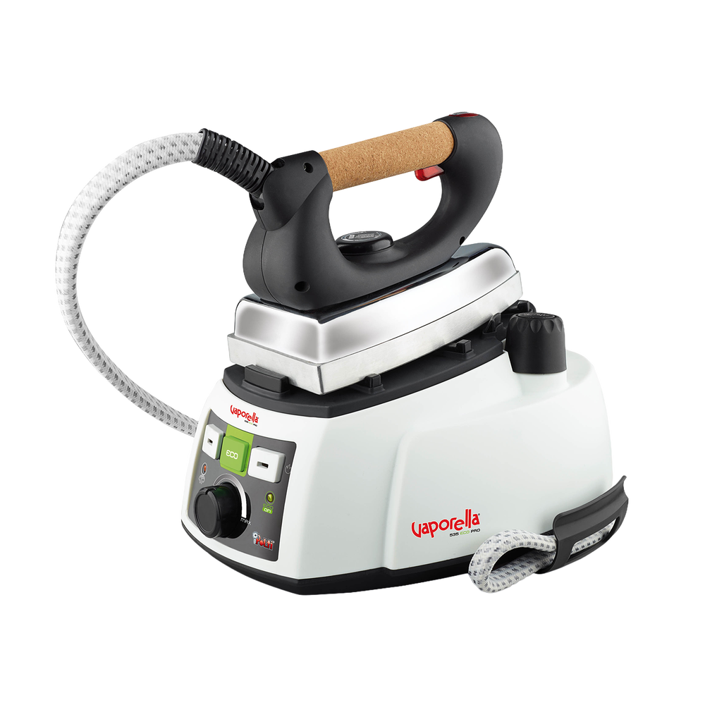 FERRO A CALDAIA Vaporella 535 Eco Pro, 1750 w, Serbatoio 0,9l, Piastra professionale in Alluminio, Tappo di sicurezza, Massima stabilit&agrave; con tappetino antiscivolo, Funzione eco risparmia fino al 10% di energia e il 25% di acqua, Manico in sughero - PRMG GRADING ROCN - 14.99%, image number 0