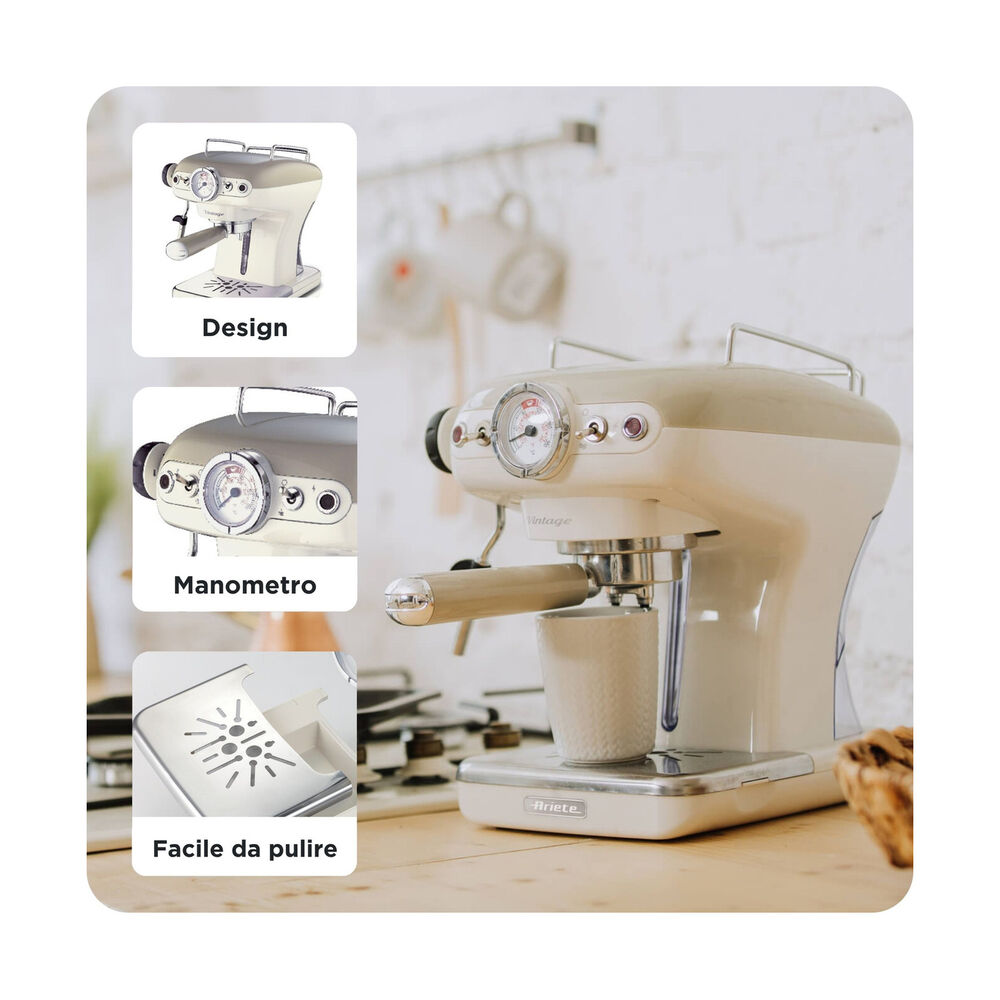 MACCHINA CAFF&Eacute; ARIETE ESPRESSO VINTAGE, 850 W, BEIGE, image number 3