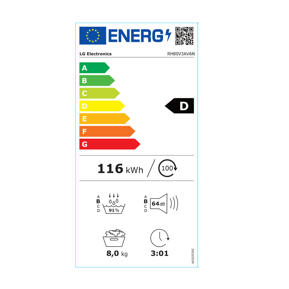 RH80V3AV6N asciugatrice, 8 kg, Classe A++, image number 3