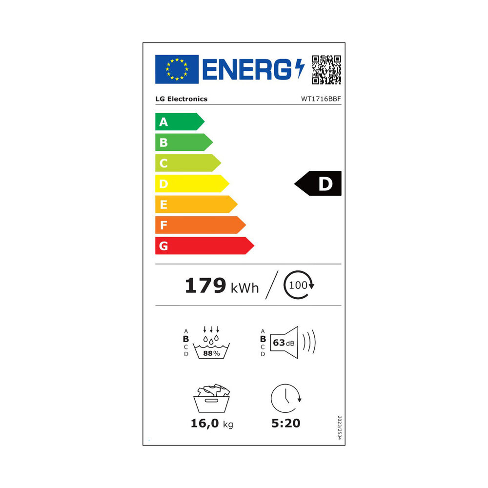 WT1716BBF LAVASCIUGA, Caricamento frontale, capacit&agrave; lavaggio 17 kg, capacit&agrave; asciugatura 16 kg, 6 programmi, Profondit&agrave; 77 cm, Giri 1100 rpm, Essence Black Steel, Classe E - PRMG GRADING ROBN - 10%, image number 4