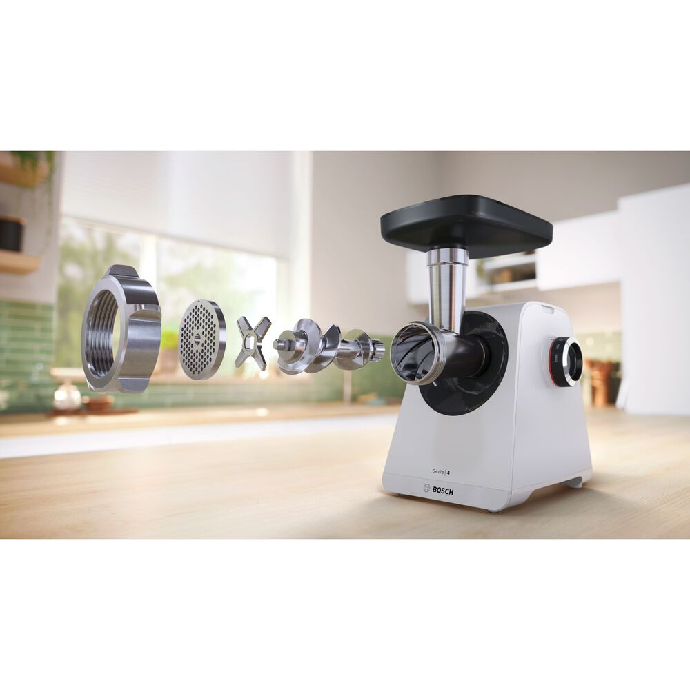 Tritacarne BOSCH MFWS420W MultiPower, 1900 W, Esclusiva Manopola di Comando per Velocit&agrave;, Ciotola, Pestello e Puntale per insaccati Inclusi, Bianco - PRMG GRADING OOBN - 10%, image number 10