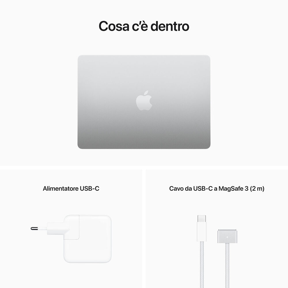 MB AIR MLY03T, 13,6 pollici, processore Apple, Apple GPU 10-core, 8 GB, SSD 512 GB, Silver, image number 2