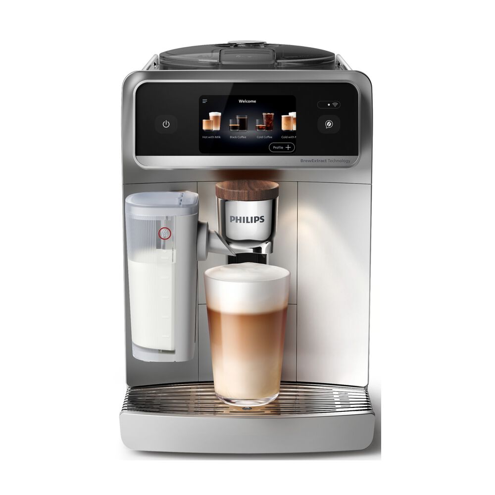 MACCHINA CAFF&Egrave; AUTOMATICA PHILIPS Caf&eacute; Aromis EP8757/20, Pressione pompa 15 bar, Potenza 1500 W, Programmi Espresso, Caff&egrave;, Cappuccino, Latte Macchiato, Caffellatte, Americano, Caff&egrave; crema, Ristretto, Espresso Lungo, Flat White, Acqua calda, Latte caldo, Schiuma di latte., Funzione Regolazione macinatura, Programma pulizia, Argento / Bianco - PRMG GRADING OOCN - 15%, image number 1