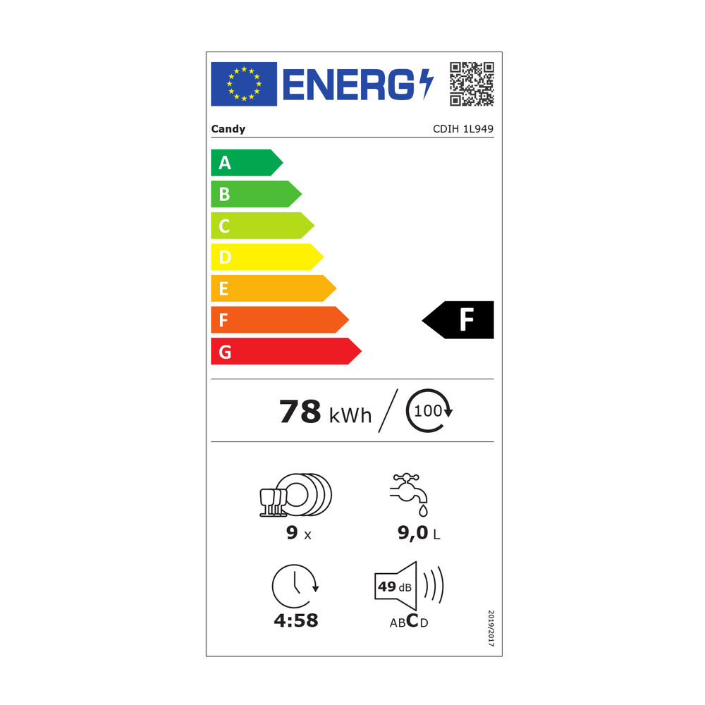 CDIH 1L949 LAVASTOVIGLIE INCASSO, 44,8 cm, Classe F, image number 7