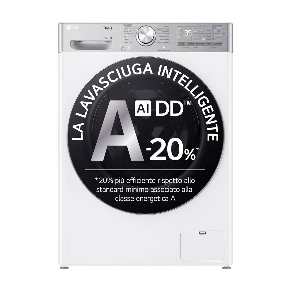 D4R9513TPWC AI DD LAVASCIUGA, Caricamento frontale, capacit&agrave; lavaggio 13 kg, capacit&agrave; asciugatura 7 kg, 14 programmi, Profondit&agrave; 61,5 cm, Giri 1400 rpm, White, Classe D - PRMG GRADING ROBN - 10%, image number 0