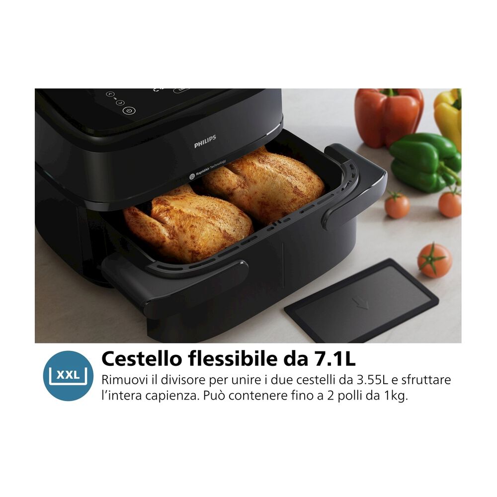 Airfryer Serie 1000 doppio cestello 7.1L NA150/00, image number 8