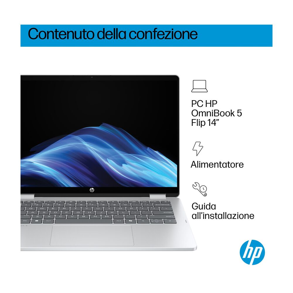 HP OMNIBOOK 5 14-FP0007NL NOTEBOOK CONVERTIBILE, 14 ", processore Intel&reg; Core 5 120U, Intel&reg;, RAM 16 GB, 512 GB SSD, Silver, Windows 11 Home - PRMG GRADING OOBN - 10%, image number 5