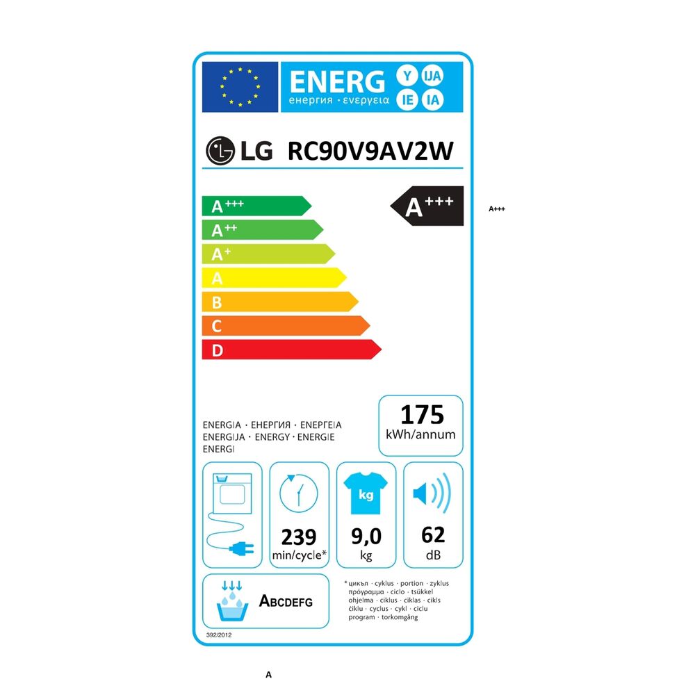 RC90V9AV2W asciugatrice, 9 kg, Classe A+++ -10%, image number 7