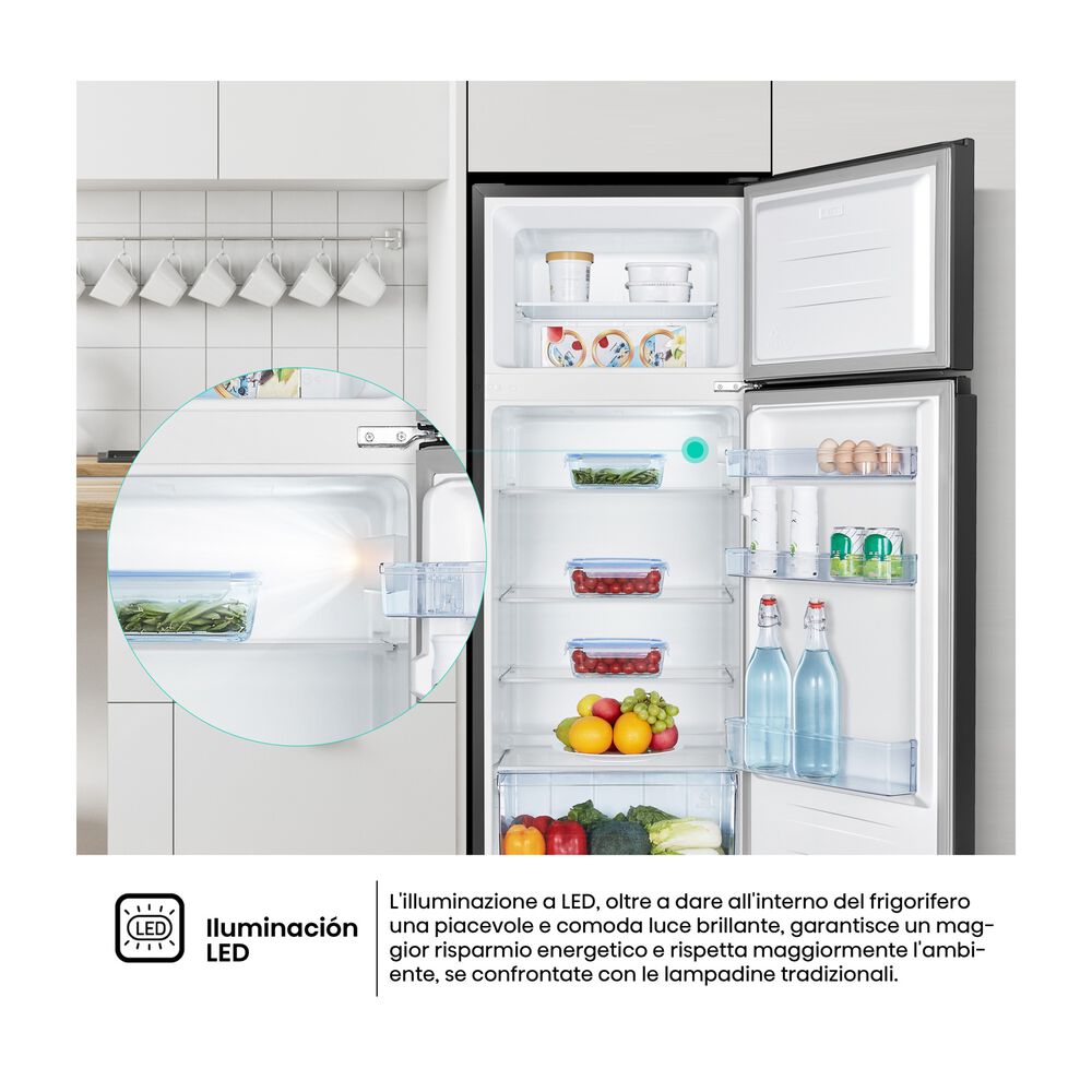 FRIGORIFERO DOPPIA PORTA RT267D4ABE, dimensioni 55 cm x 143.6 cm x 54.2 cm, capacit&agrave; netta totale 206 litri, nero, classe E - PRMG GRADING ROCN - 14.99%, image number 12