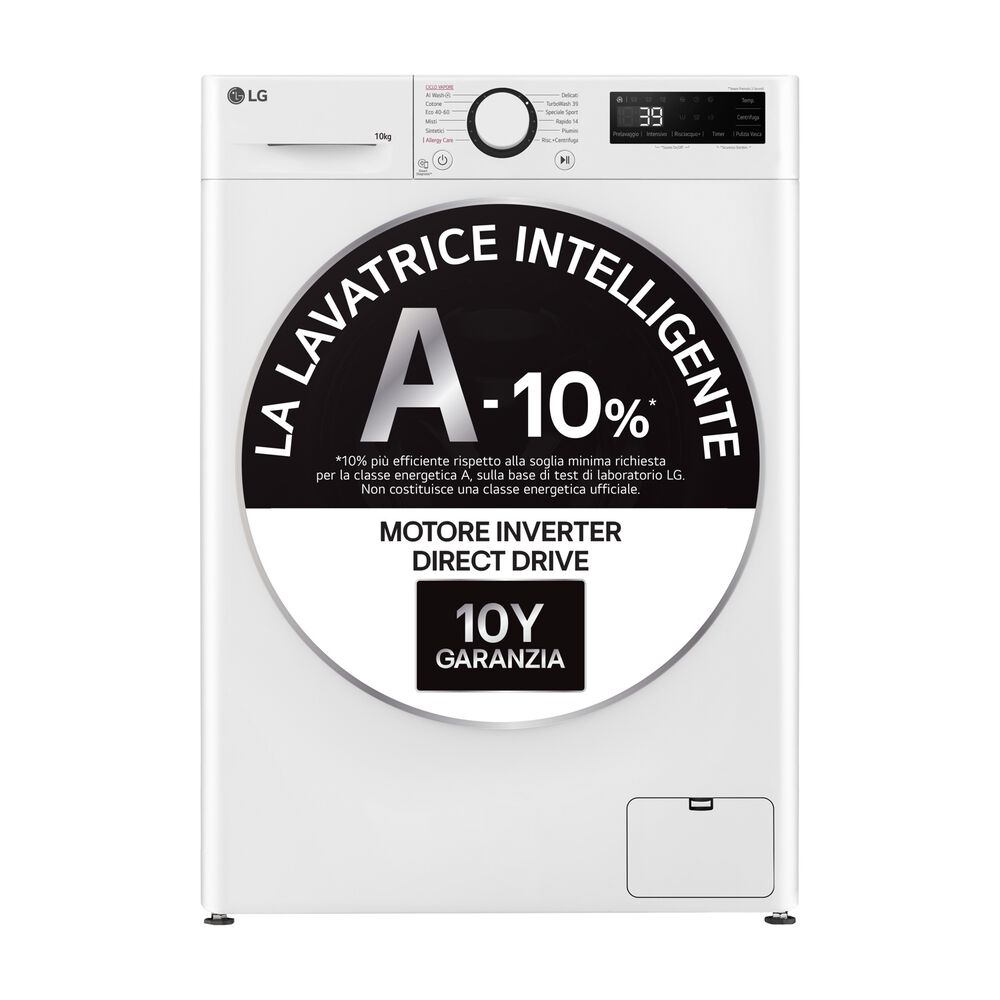 F4WR6010AGW AI DD LAVATRICE, Caricamento frontale, 10 kg, 12 programmi, Profondit&agrave; 56,5 cm, Giri 1360 rpm, Bianca, livello rumorosit&agrave; centrifuga 71 dB(A), Classe A - PRMG GRADING ROBN - 10%, image number 1