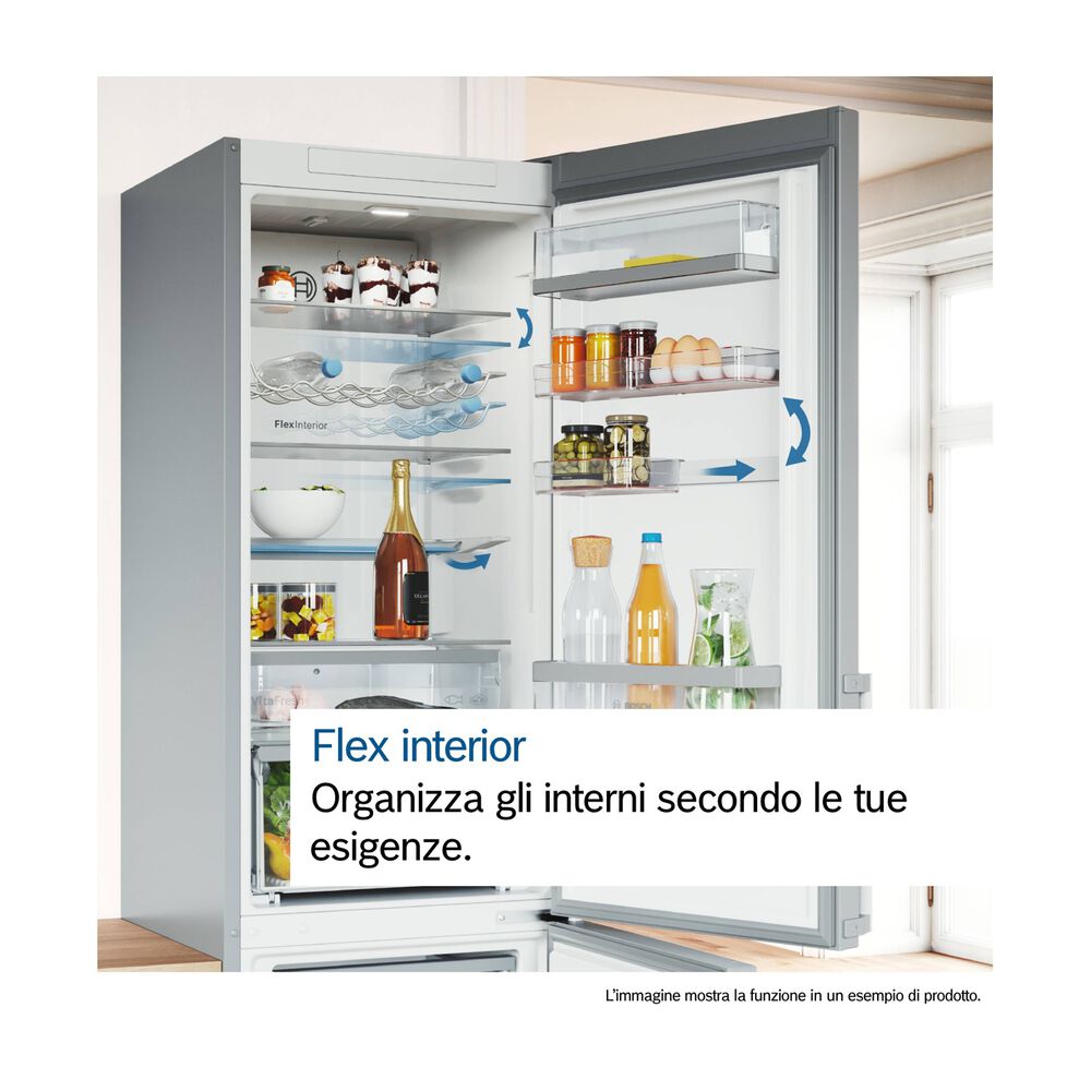 FRIGORIFERO COMBINATO BOSCH KGN494ICF, Capacit&agrave; netta totale 440 l, Rumorosit&agrave;: 35 dB(A), 5 ripiani, Dimensioni: L 70 cm A 203 cm P 66,7 cm, Acciaio Antimpronta, Classe C - PRMG GRADING ROBN - 10%, image number 2