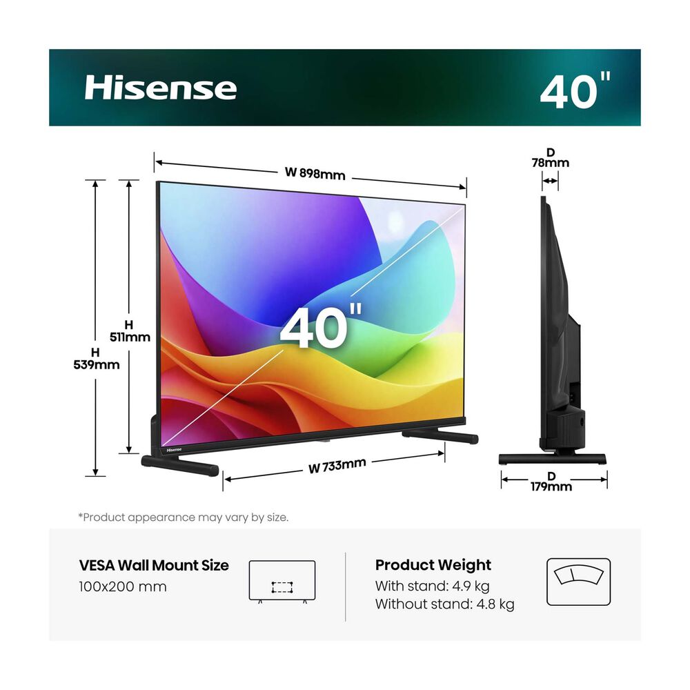 HISENSE 40A5S, Smart TV QLED 40" FHD, 60Hz, Audio Dolby Atmos, VIDAA OS con 1000+ APP, HDR10, Game Mode, Works with Alexa, Wifi, lativ&ugrave; - PRMG GRADING OOBN - 10%, image number 1